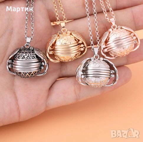 Огърлица медальон ангелски крила със снимки - сребърен и златен цвят, снимка 5 - Колиета, медальони, синджири - 27141654