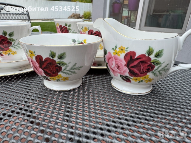 Винтидж английски порцеланов сервиз Gainsborough Bone China B47 “Roses” – 20 части, снимка 6 - Антикварни и старинни предмети - 52087117