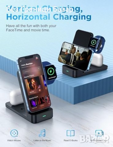 Нова Портативна Зарядна Станция - Съвместима с iPhone/iWatch/AirPods, снимка 7 - Аксесоари за Apple - 43646002