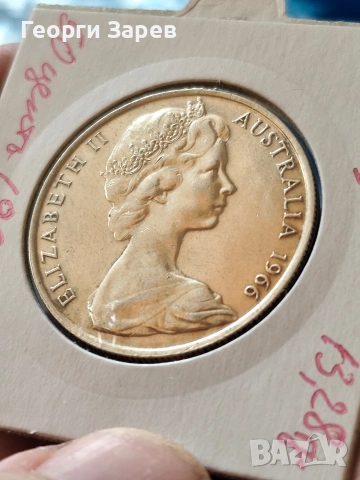 Австралия,кралица Елизабет II 50 цента 1966 год, сребро, тегло 13.28 гр, проба 800/1000 