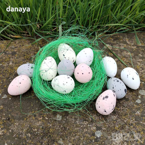 4603 Великденска украса Шарени яйца с трева, снимка 4 - Декорация за дома - 44909387