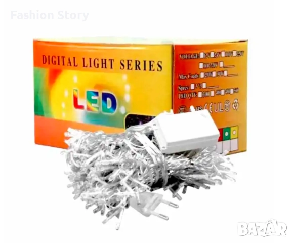 Коледна завеса от лампички / Цветове - Студено бяло, топло бяло, шарено. / 320лед светлини, дължина , снимка 3 - Лед осветление - 51545105