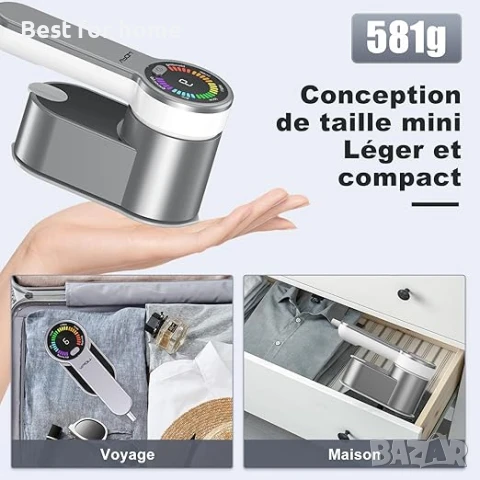 VPOW Мини преносима парна ютия 1200W: 2 в 1  с LCD дисплей, снимка 7 - Ютии - 50746533