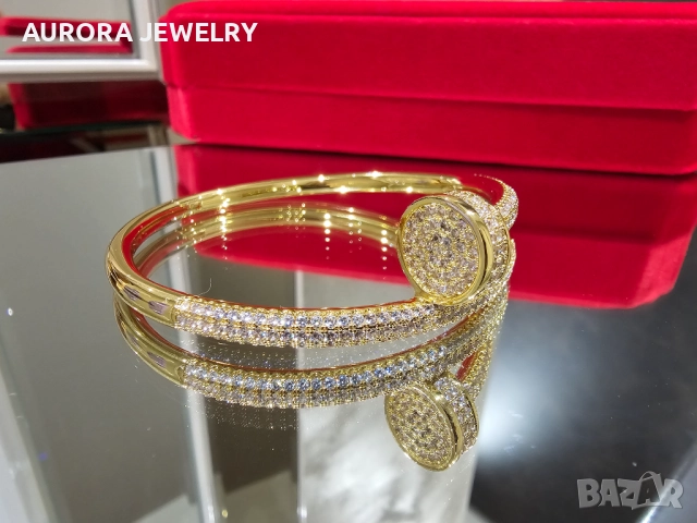 CARTIER Nail Juste un Clou Gold Large Paved Diamonds Гривна Пирон, снимка 3 - Гривни - 52843799