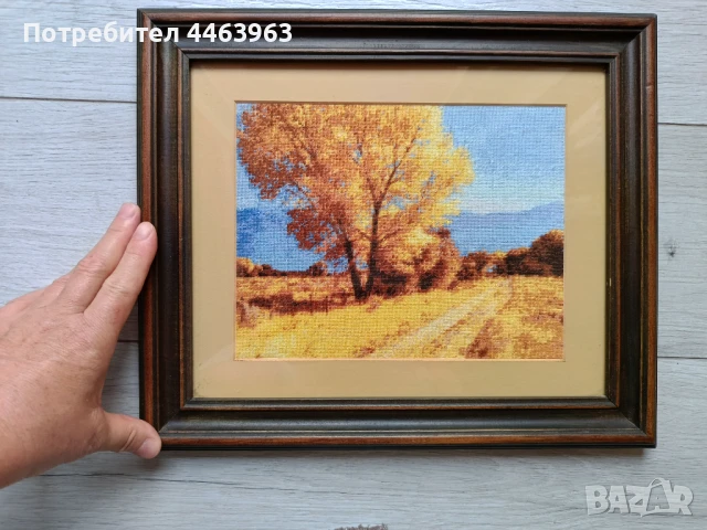 гоблен ,, Слънчева есен",  22/17 см, снимка 2 - Гоблени - 51230477
