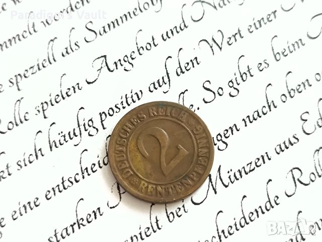 Райх монета - Германия - 2 пфенигa | 1924г.; серия D, снимка 1 - Нумизматика и бонистика - 43157131