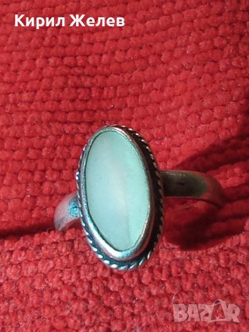 СТАР ФРЕНСКИ СРЕБЪРЕН СКЪПОЦЕНЕН ПРЪСТЕН с БЯЛ ШЛИФОВАН ИВИЧЕСТ АХАТ ВИСОКА ПРОБА СРЕБРО 25269, снимка 6 - Антикварни и старинни предмети - 34630746