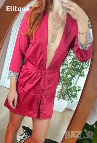 Дамски сатениран комплект за спане от 5 части , снимка 3 - Нощници - 52795399