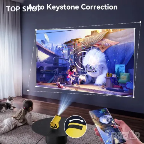 Мини проектор, Android TV 11.0, Преносим с Wifi и Bluetooth 5.2, 1080Р, снимка 7 - Плейъри, домашно кино, прожектори - 49520163