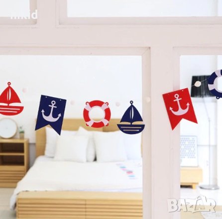 8 бр Морски пояс котва лодка на въже Парти Гирлянд Банер Флаг филц