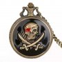 Нов Джобен часовник пиратски череп саби кости корсар черен, снимка 1 - Джобни - 37288290