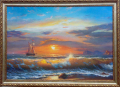 ”По вълните”, морски пейзаж с платноход, картина , снимка 16