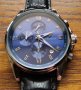 Lige Design Silver Blue Black 8951D Луксозен мъжки кварцов часовник с кожена каишка, снимка 3