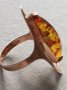 Златен руски пръстен с естествен кехлибар , снимка 2