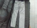 Сребрист/сив модерен панталон с кожа и промазка, снимка 2