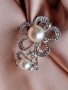 Красива метална шнола в сребристо с перли и кристали и закопчаване с френски механизъм., снимка 9