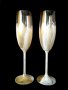 Сватбени Кристални чаши Бяло и Златно, снимка 1 - Сватбени аксесоари - 40111922