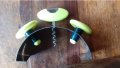 комплект тирбушон , отварачка и запушалки дизайнерски, стомана и светло зелени пластмасови части, снимка 3