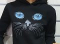 Нов дамски суичър с 3D трансферен печат Котка със сини очи, снимка 4