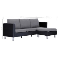 3-местен диван с възглавници, черен, изкуствена кожа, снимка 9 - Дивани и мека мебел - 43302207