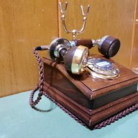 Старинен ретро домашен телефон Post DFeAp 301 от дърво и бронз, снимка 9 - Антикварни и старинни предмети - 43620349