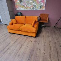 Оранжев диван от плат двойка с функция сън, снимка 4 - Дивани и мека мебел - 43290407