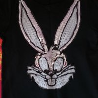 блузка заек с паети, снимка 1 - Детски Блузи и туники - 26604099