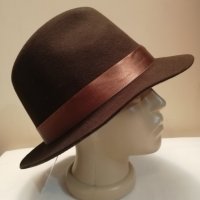 Кафява Дамска шапка Естествен филц 58 см, снимка 5 - Шапки - 35175692