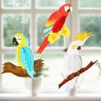 3D 3 бр папагал папагали от картон украса декор парти рожден ден , снимка 1 - Други - 27454307