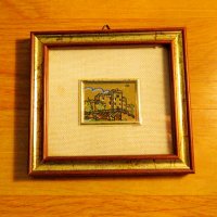 Старинна златна картина рисувана върху златно фолио - ЗАМЪК  - с маркировка за злато 917 ( 22 карата, снимка 3 - Картини - 36906618