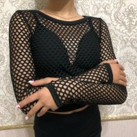 ТОП блузка с връзки мрежа, снимка 10 - Блузи с дълъг ръкав и пуловери - 38550603