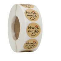 100 бр Hand Made усмивка малки самозалепващи лепенки стикери за ръчна изработка за подарък, снимка 1 - Други - 26695154