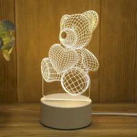 3D Лампа LED Холограмна нощна лампа , снимка 2 - Настолни лампи - 44106450