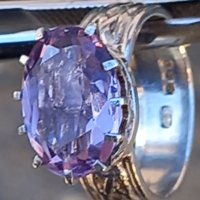 Сребърен пръстен с аметист , снимка 8 - Пръстени - 39229823