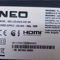 телевизор   NEO  LED-43418 UHD SW    на части, снимка 1 - Телевизори - 32316683