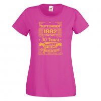 Дамска Тениска September 1992 30 YEARS BEING AWESOME Подарък,Ианенада,Празмик , снимка 9 - Тениски - 37084167