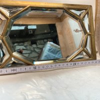 Старо стенно огледало с бронзова рамка и фасет на огледалата, снимка 8 - Антикварни и старинни предмети - 42962381