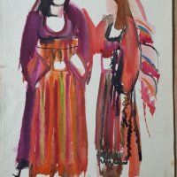 Калина Тасева Родопски носий Смолян 1971г акварел, снимка 1 - Картини - 38540647