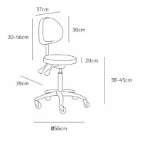Козметичен/фризьорски стол - табуретка за педикюр Rita XS - 38/45 см, снимка 2 - Педикюр и маникюр - 28442565