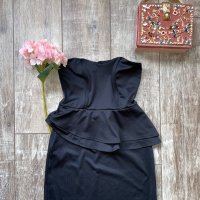 Страхотна пеплум черна еластична официална вечерна къса коктейлна рокля , снимка 15 - Рокли - 35788836