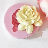 Голяма Разцъфнала Роза с листа силиконов молд форма за декорация торта фондан шоколад и др, снимка 5 - Форми - 35561017