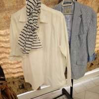 Промо! Ленено сако на рае+ бяла риза+ естествена кожа чанта , снимка 3 - Сака - 37154980