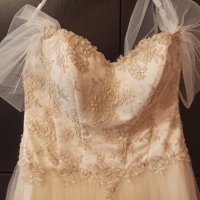 Продавам сватбена рокля - цвят екрю, снимка 5 - Рокли - 36842908