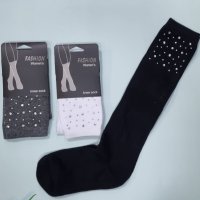 Модерни чорапи до коляното с декоративни камъчета , снимка 4 - Дамски чорапи - 42993245
