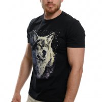 Нова мъжка тениска с дигитален печат Вълк - Звезди, Серия вълци, снимка 7 - Тениски - 37638861