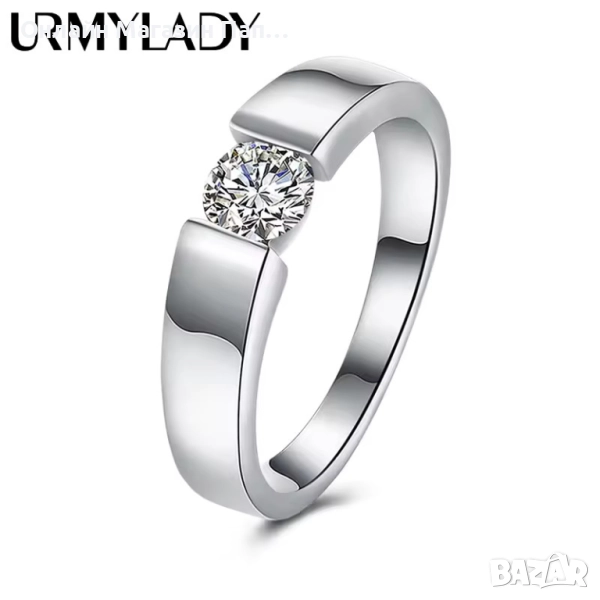 Унисекс пръстен URMYLADY 925 сребро с кристал, снимка 1