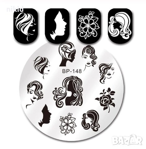 Прически кръгъл Шаблон за щампа печати за нокти плочка оригинал BORN PRETTY BP-148, снимка 1
