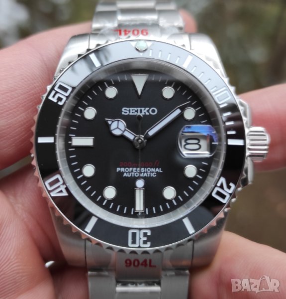 Seiko mod Submariner black, снимка 1