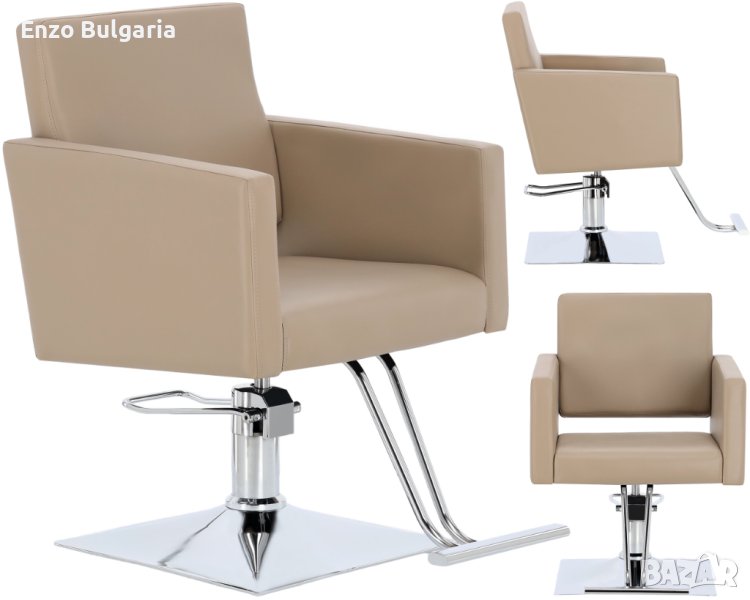 Хидравличен въртящ се фризьорски стол Atina за фризьорски салон с поставка за крака FJ-83001-GREY-F, снимка 1