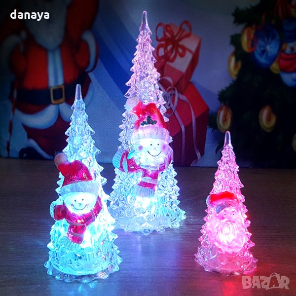 1207 Светеща коледна елхичка с Дядо Коледа или Снежко 3 размера, снимка 1